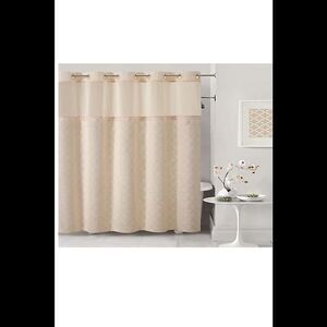 Hookless Modern Mosaic Embroidery Shower Curtain Liner Pale Pink